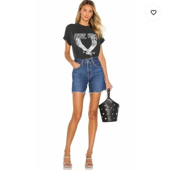 Levis 501 high rise Raw Hem Mom Denim jean shorts plus size 16W new!!! - Picture 2 of 9